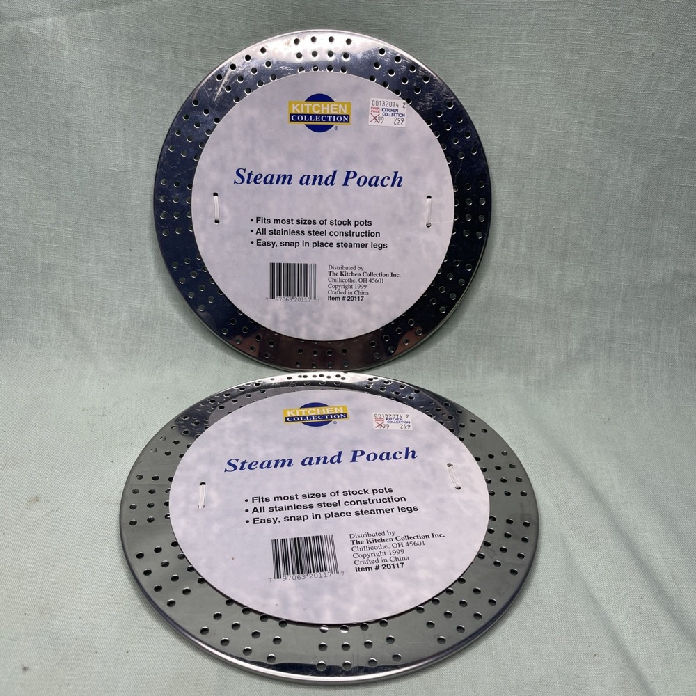 2 Kitchen Collection Steam Poach Rack Stainless Steel Steamer Insert 8.5"